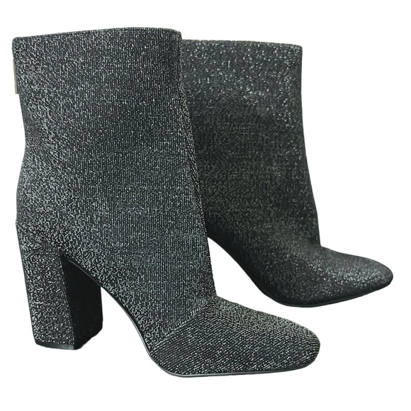 Jessica Simpson Ankle Boot Aninada black Glitter Square Toe Block Heel 7.5 - Picture 2 of 6